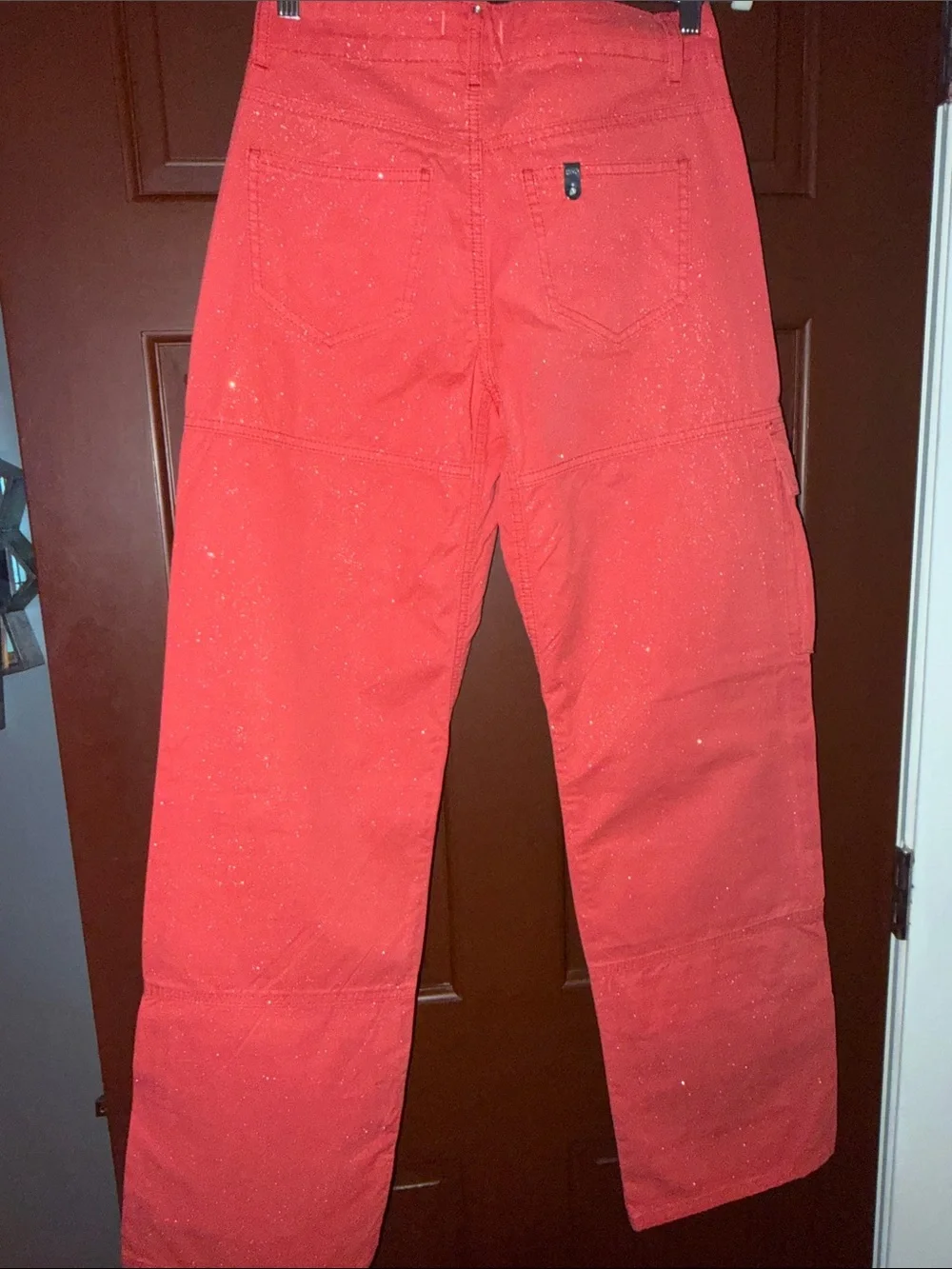 Liu Jo Red Metallic Sparkle Cargo Pants Women's Size 30 Utility Straight Leg